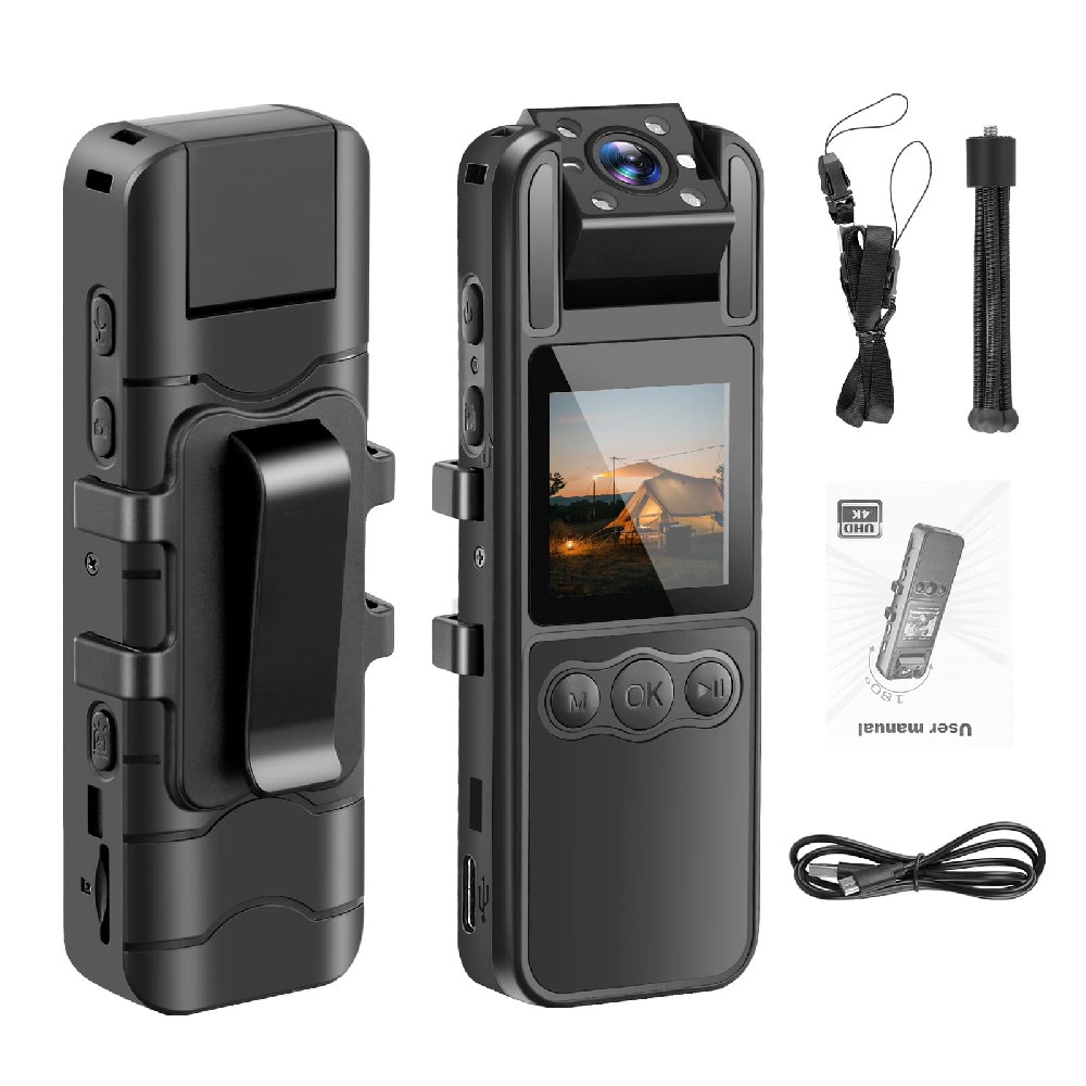 cozykimo	4K Body Camera with Wi-Fi Connected,Computer-free Body Cam with Audio and Video,Personal Mini Body Camera with Night Vision,Photo,SOS Sound for Security, Running, Biking,Compatible with 256GB TF Card