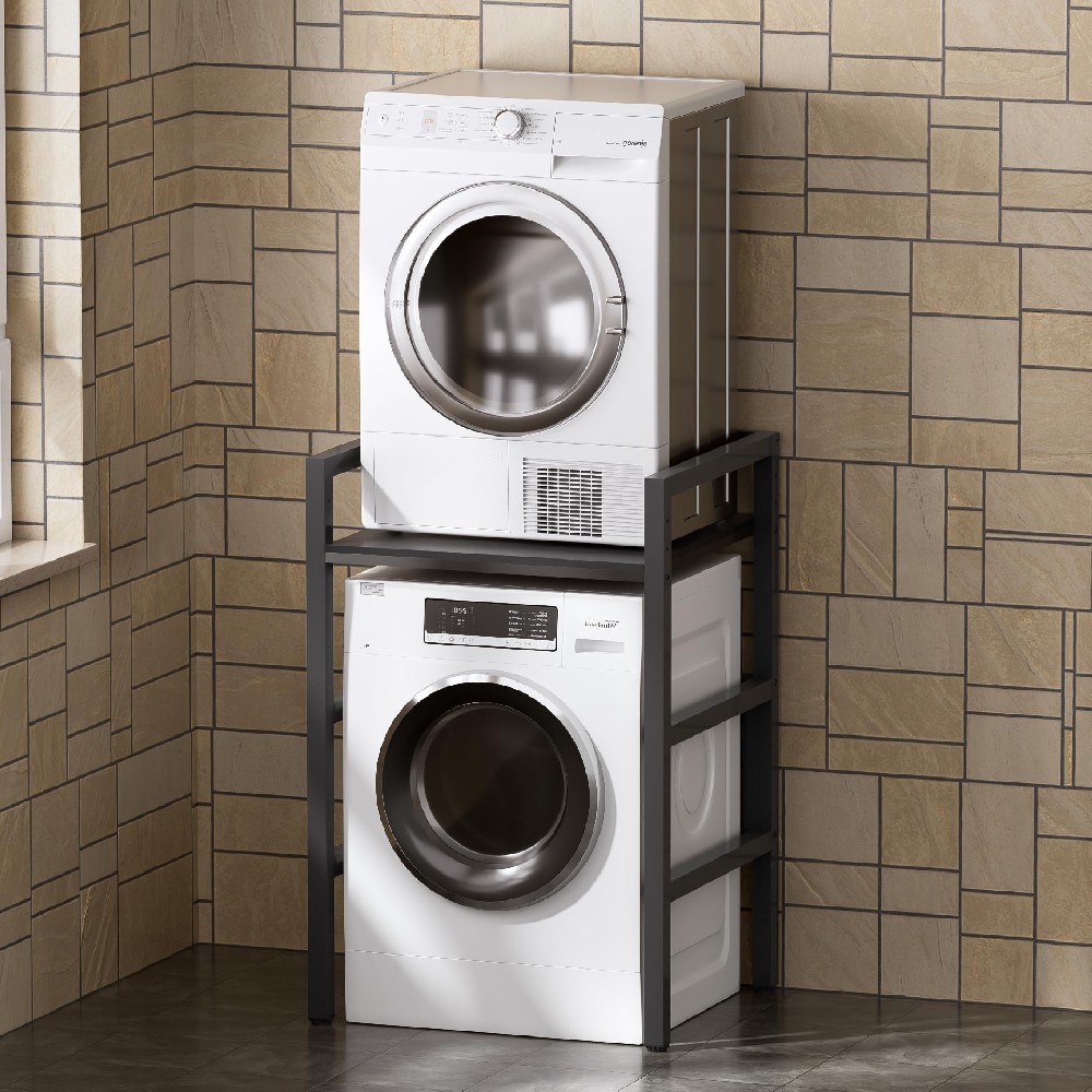 cozykimo	MSFE Regal über Waschmaschine,Höhenverstellbarer Wäschetrocknerständer,Lagerregal über der Waschmaschine, Tragfähigkeit 350 kg,für Waschmaschine und Trockner,73 * 64 * 110cm, Schwarz