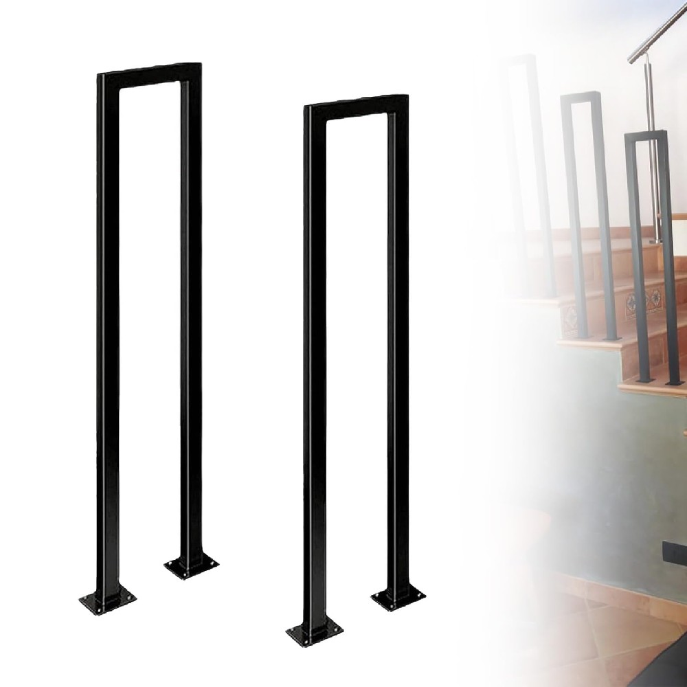 Cozykimo Versatile U Shaped Handrail for Your Home's Loft and Garden, an Essential Outdoor Stair Railing,Black Height 90cm(2PCS)