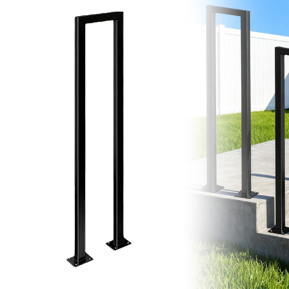 Cozykimo Elegant U Shaped Stair Railing for Garden Steps and Lofts, A Stylish Outdoor Stair Railing and Handrail(Black,95cm)