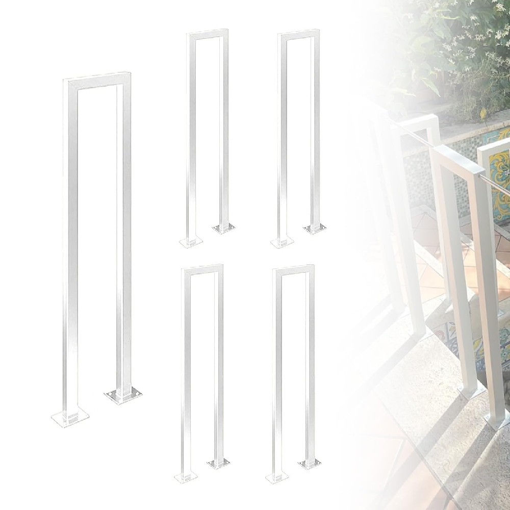 cozykimo	Robust Handrail for Corridor and Indoor Stairs, Features a U-Shaped Stair Rail for Secure Support,White Height 90cm(5PCS)