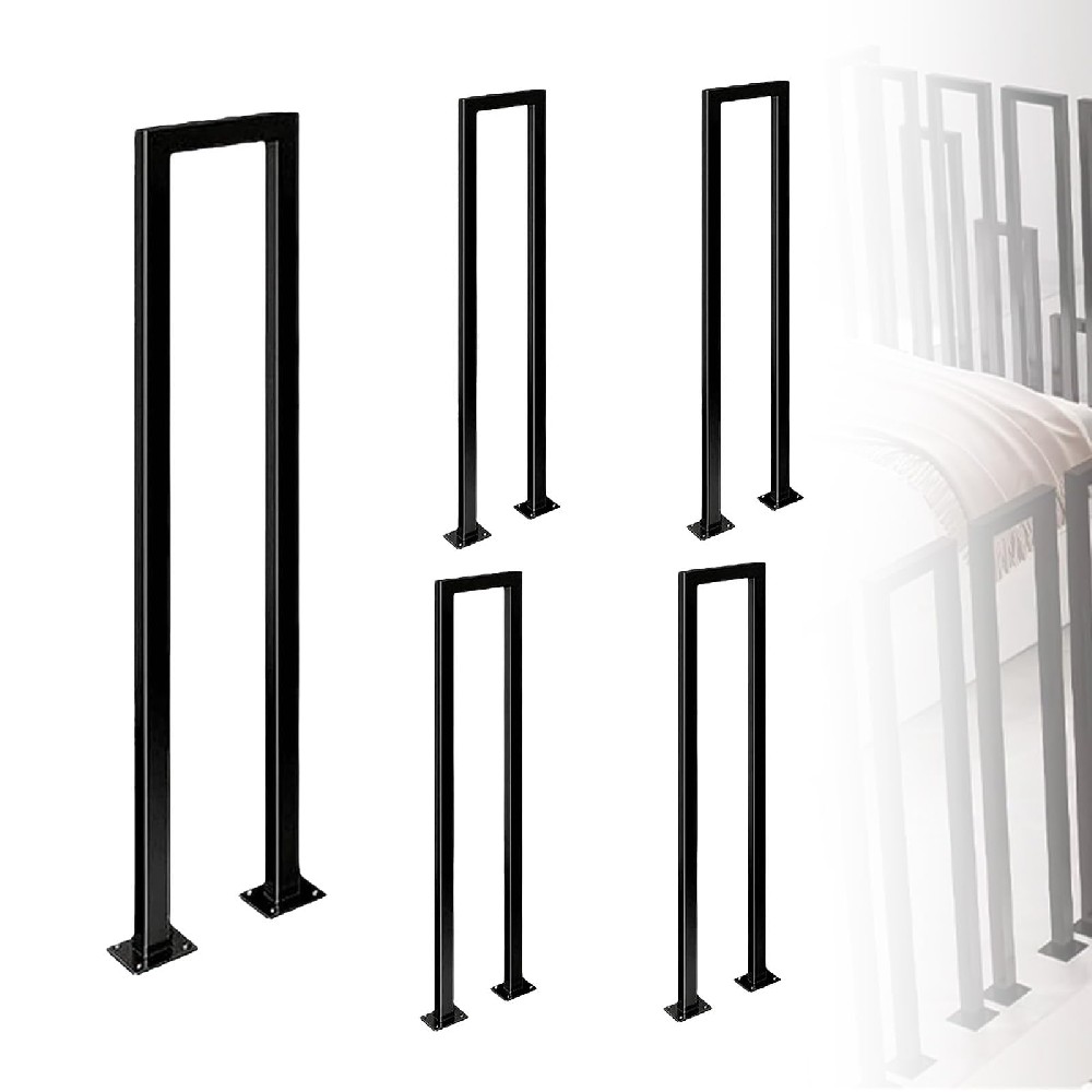 cozykimo	U-Shaped Stair Handrail for Garden Steps and Lofts, A Durable Choice for Your Handrail Needs,Black Height 100cm(5PCS)